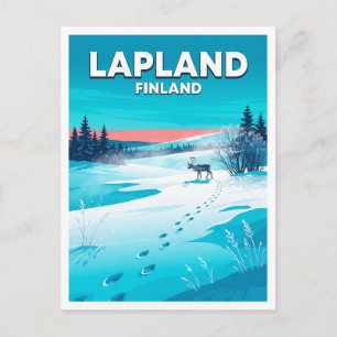 Carte Postale Sentier des rennes de Laponie finlandaise Saarisel
