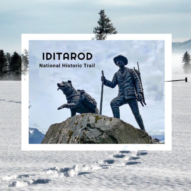 Carte Postale Sentier Iditarod, sentier de Seward à Nome, borne  (Créateur téléchargé)