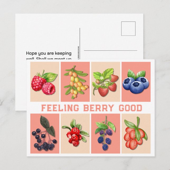 Carte Postale SENTIMENT BERRY BONNE Fraise sur mesure (Devant / Derrière)