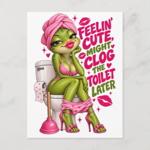 Carte Postale Sentiment mignon, risque de boucher les toilettes