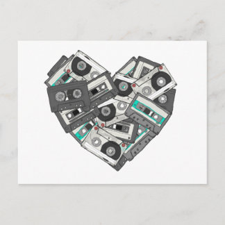 Carte Postale Sentiments mixtes Cassette Coeur de bande