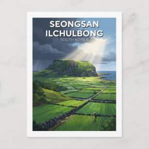 Carte Postale Seongsan Ilchulbong et terres agricoles de l'est d