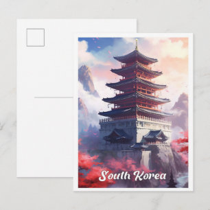 Carte Postale Séoul Corée du Sud Art Illustration de voyage vint