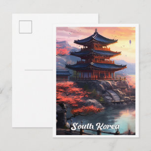 Carte Postale Séoul Corée du Sud Art Illustration de voyage vint