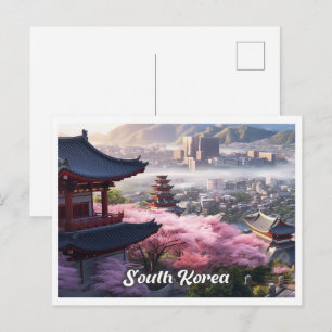 Carte Postale Séoul Corée du Sud Art Illustration de voyage vint