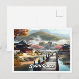 Carte Postale Séoul Corée du Sud Art Illustration de voyage vint