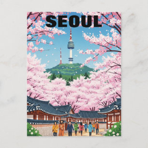 Carte Postale Séoul Corée du Sud : fleurs de cerisiers