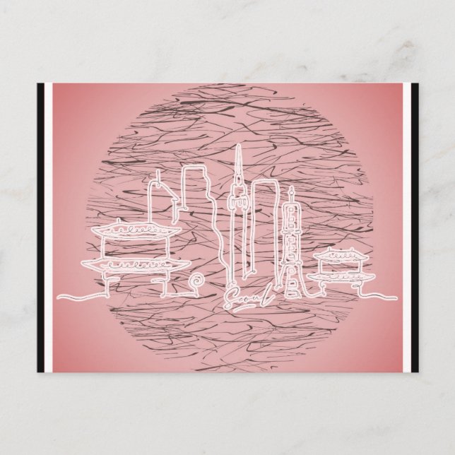 Carte Postale Séoul Corée du Sud Pink City Skyline Voyage (Devant)