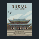 Carte Postale Séoul Corée du Sud Voyage Art Vintage<br><div class="desc">Art vectoriel rétro de Séoul. Séoul,  la capitale de la Corée du Sud,  est une immense métropole où gratte-ciel modernes,  métros high-tech et culture pop rencontrent temples bouddhistes,  palais et marchés de rue.</div>