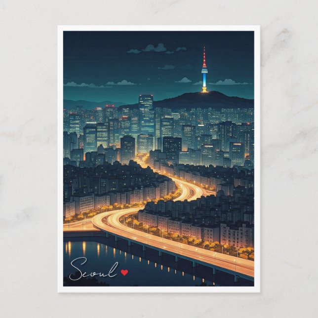 Carte Postale Séoul Corée du Sud Vue nocturne (Devant)