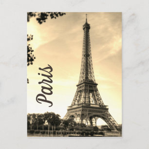 Carte Postale Sepia Eiffel Tour Paris Europe