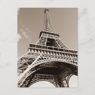 Carte Postale Sepia Eiffel Tower Love Romance Paris Europe