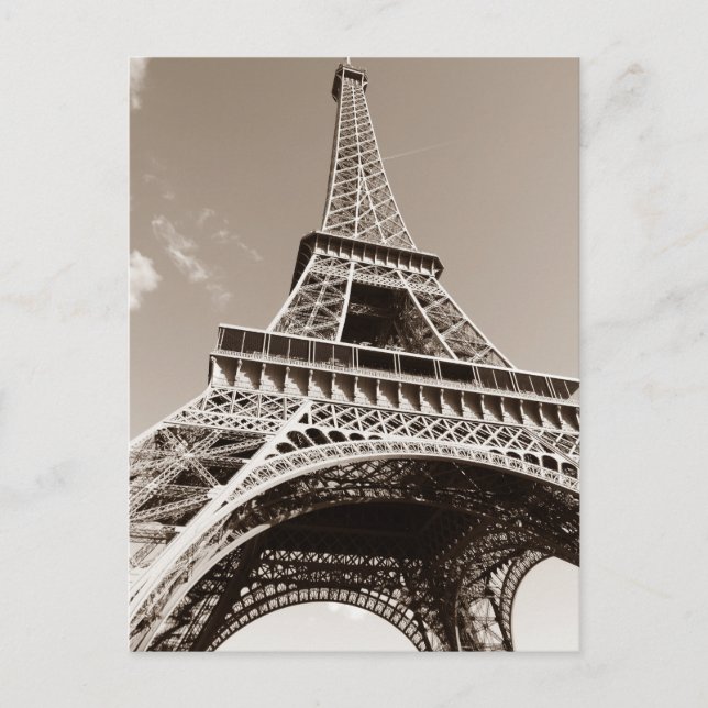 Carte Postale Sepia Eiffel Tower Love Romance Paris Europe (Devant)