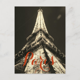 Carte Postale Sepia Eiffel Tower Paris France Classic