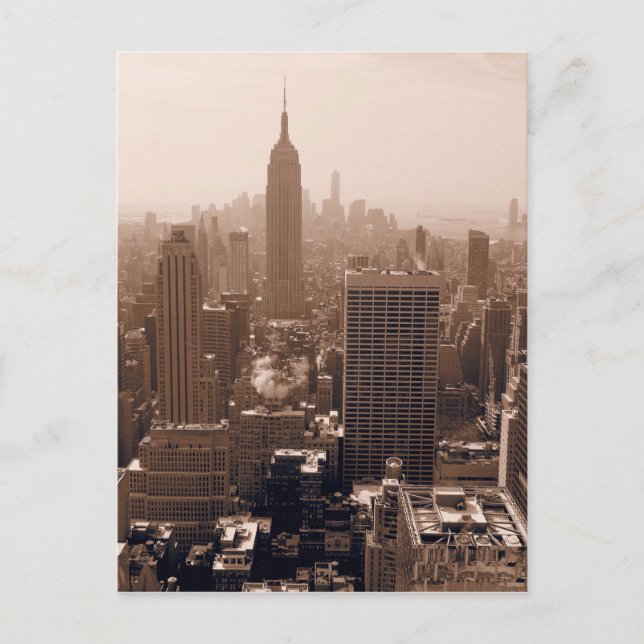 Carte Postale Sepia Empire State Building de Rockefeller (Devant)