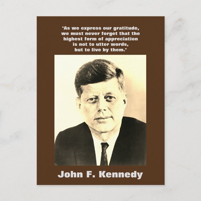 Carte Postale Sepia JFK John F. Kennedy Citation Motivationnelle (Devant)