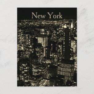Carte Postale Sepia New York City Night Skyline