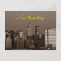Sepia Script Brown New York City Skyline