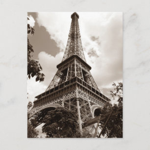 Carte Postale Sepia Tour Eiffel Romance Paris Europe