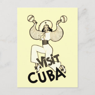 Carte Postale Sepia Visit Cuba Publicité Vintage voyage