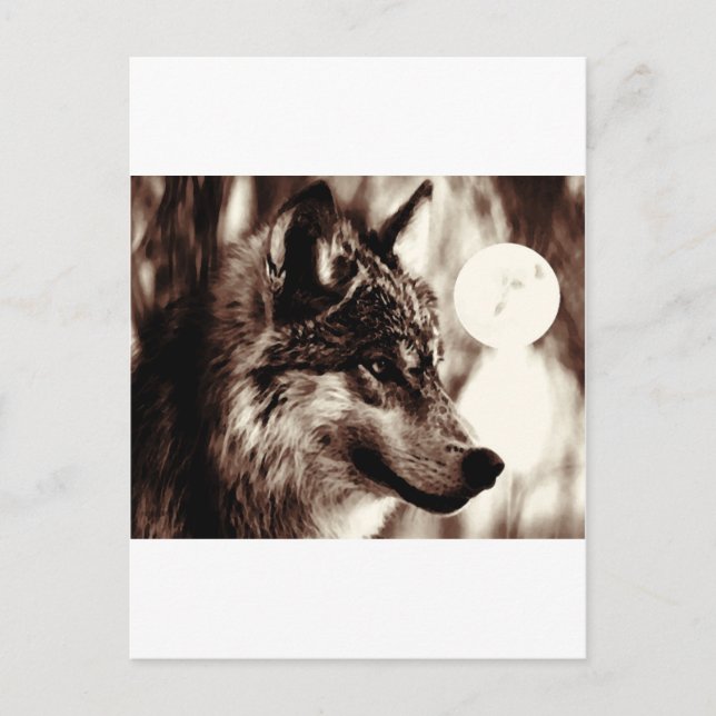 Carte Postale Sepia Wolf & Moon (Devant)