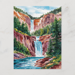Carte Postale sept chutes colorado aquarelle Peinture