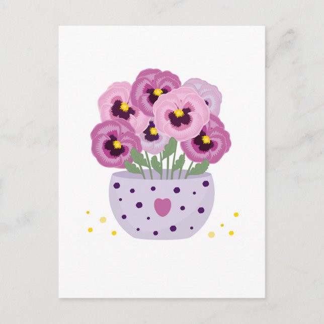 Carte Postale Sept panneaux roses dans un vase (Devant)