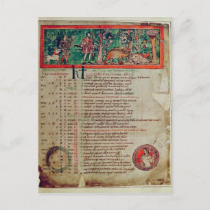 Carte Postale Septembre : Tendre le sanglier, à partir d'un Cale