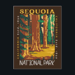 Carte Postale Sequoia National Park California Retro perturbé<br><div class="desc">Conception d'illustration vectorielle Sequoia. Le parc est le point le plus élevé du mont Whitney,  le mont contigu des États-Unis,  et se trouve au sud du parc national Kings Canyon.</div>