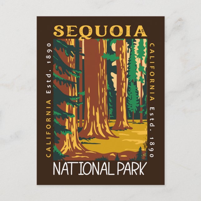 Carte Postale Sequoia National Park California Retro perturbé (Devant)