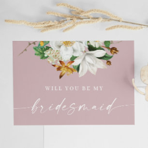 Carte Postale Seras-Tu Ma Demoiselle D'Honneur   Floral Mauve Ro