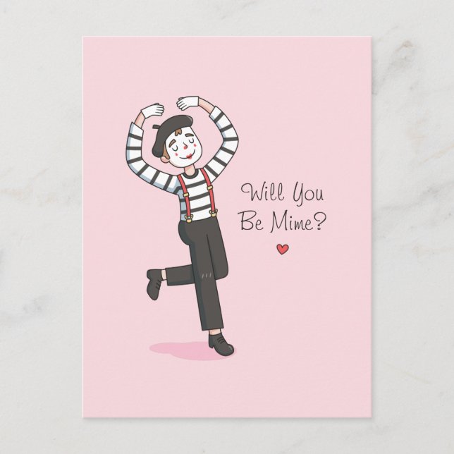 Carte Postale Seras-Tu Mon Mime, Saint Valentin Drôle (Devant)