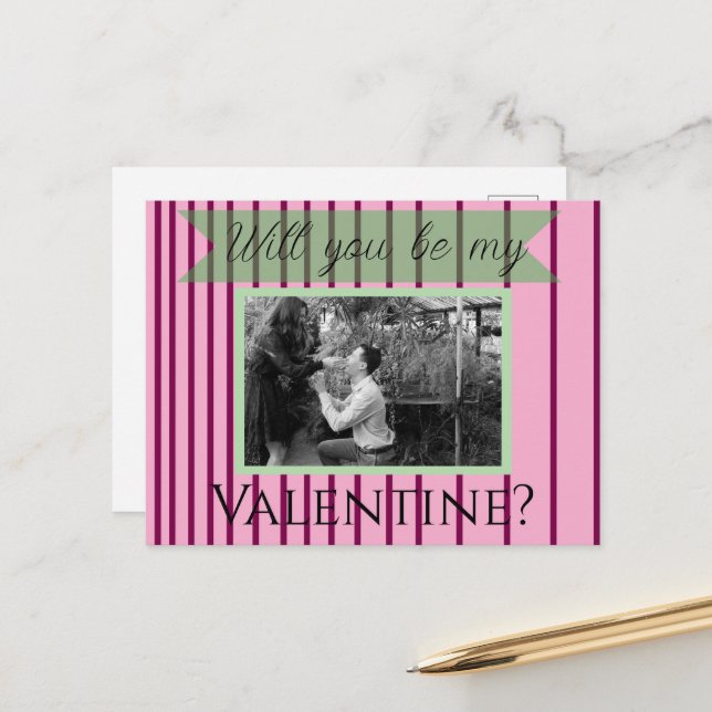 Carte Postale Seras-tu mon Valentin? (Devant/Arrière en situation)