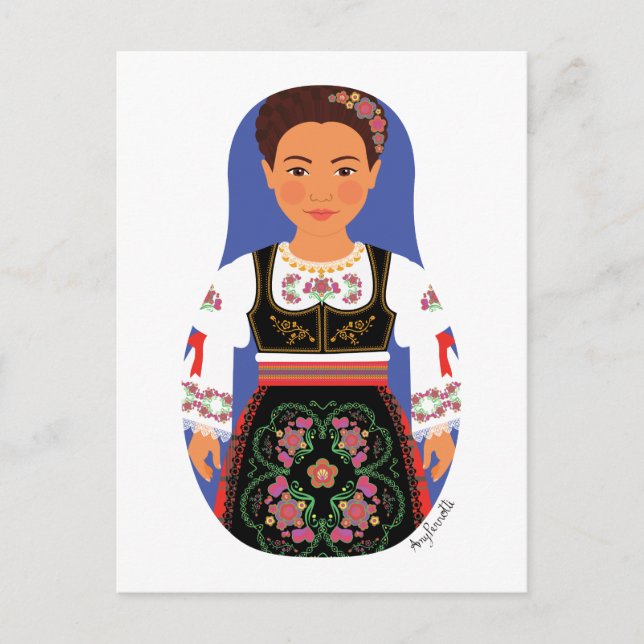 Carte postale Serbe Brunette Matryoshka (Devant)