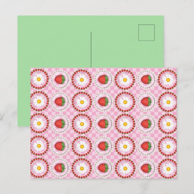 Carte Postale Sérénade de fraises rose (Devant / Derrière)