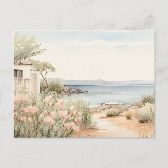 Carte Postale Serene Chypre : Imprimantes d'aquarelle numérique (Devant)