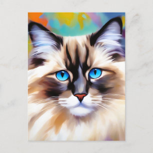 Carte Postale Serene Feline Ragdoll Beauté