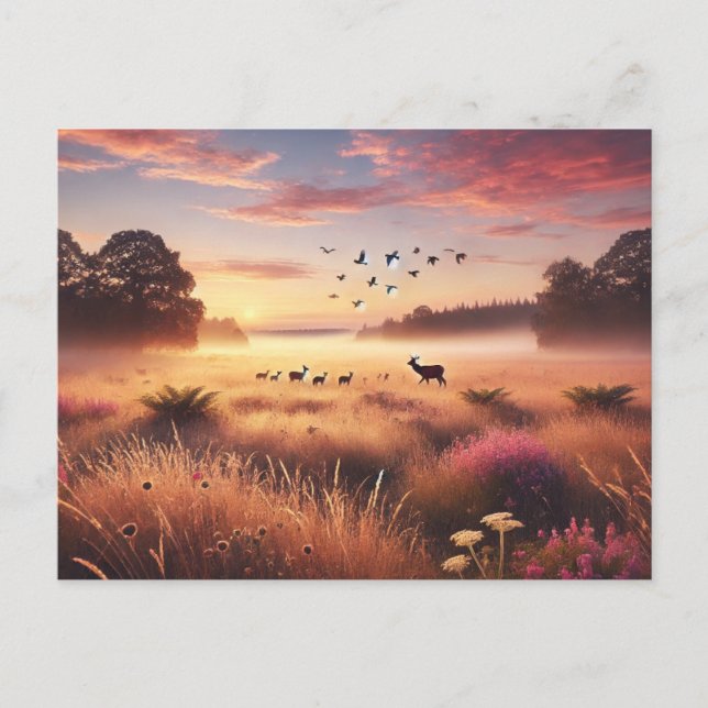 Carte Postale Serene Meadow à Dawn (Devant)