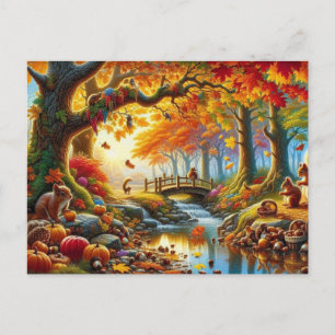 Carte Postale Sérénissime Forêt d'automne peinture de la scène