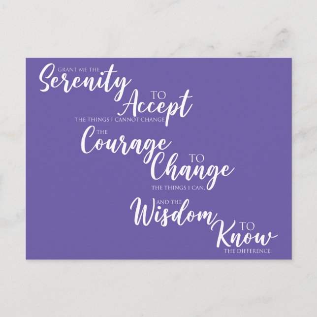 Carte Postale Serenity To Accept Inspirational Quote (Devant)