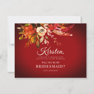 Carte Postale Serez-Vous Ma Femme D'Accueil Automne Floral Brûlé