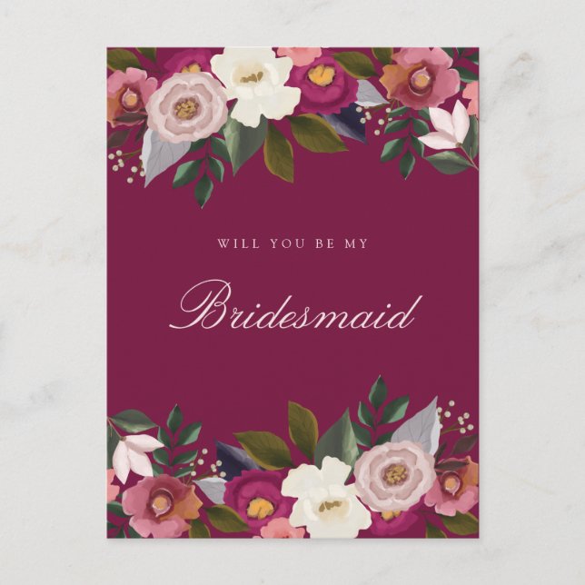 Carte Postale Serez-Vous Ma Femme D'Accueil ? Moody Floral Water (Devant)