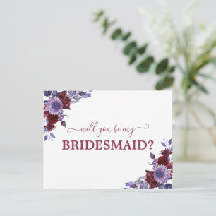 Carte Postale Serez-Vous Ma Femme D'Épouse Purple Floral
