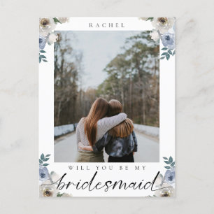 Carte Postale Serez-vous ma femme d'honneur Dusty Blue Rose Phot