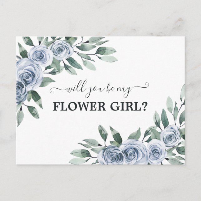 Carte Postale Serez-Vous Ma Fille Fleur Dusty Blue Rose Floral (Devant)