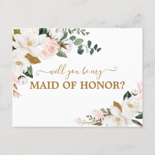 Carte Postale Serez-vous ma servante d'honneur Blush Rose Floral