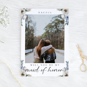 Carte Postale Serez-vous ma servante d'honneur Rose bleu photo