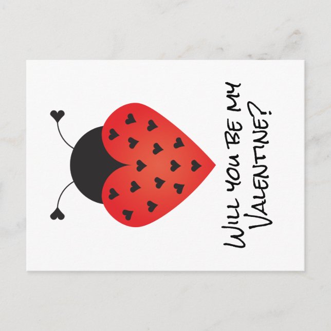 Carte Postale Serez-Vous Mon Coeur Saint Valentin Ladybug Rouge  (Devant)