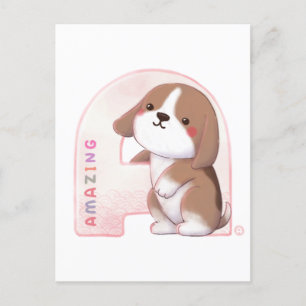 Carte Postale Série Alphabet : "A" Illustration Beagle Extraordi