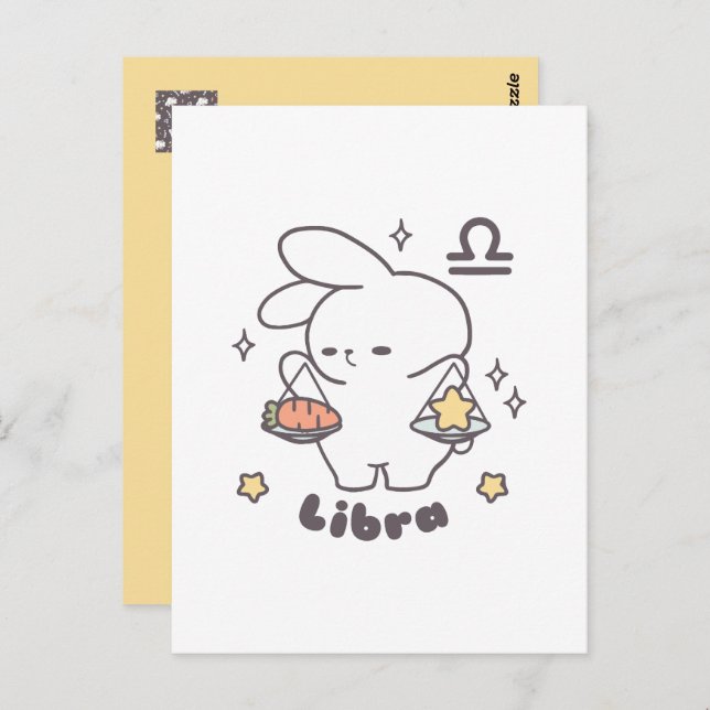 Carte Postale Série du zodiaque Bunny Tokki Loppi Libra (Devant / Derrière)